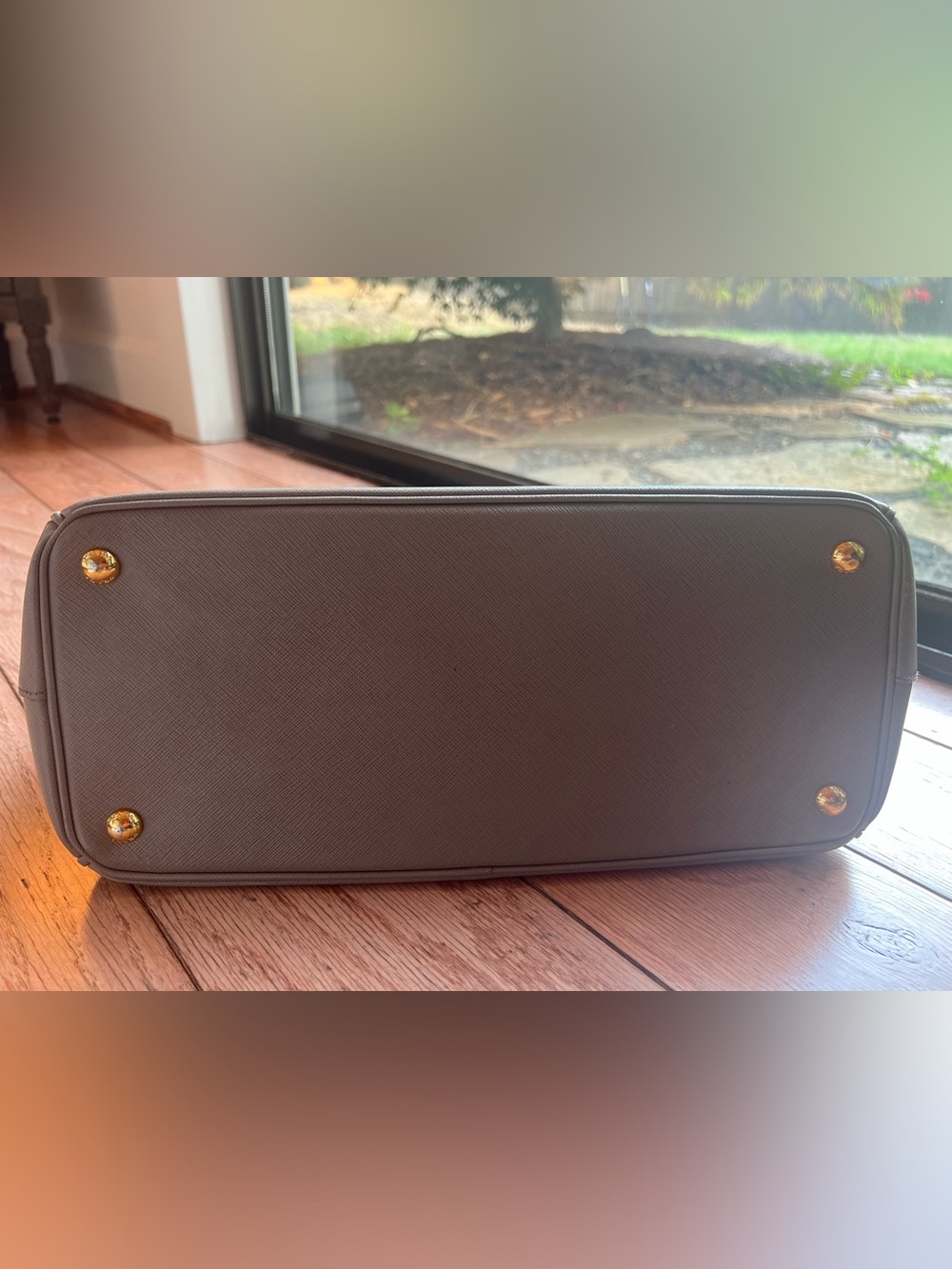 Prada Saffiano Double zip Lux in Argilla + Strap, Authenticity Card Style#BN2274 - Picture 7 of 16
